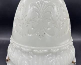 Vintage White milk glass hanging lamp