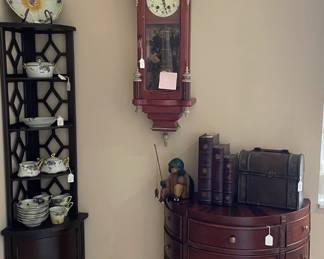 Corner Cabinet, Demilune Chest & Clock (Demilune Chest & Clock Sold)