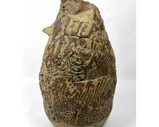 Lot 877 Tall Free Form Pottery Vase Vessel. 