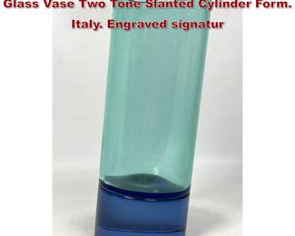 Lot 774 Signed SEGUSO Murano Italian Art Glass Vase Two Tone Slanted Cylinder Form. Italy. Engraved signatur