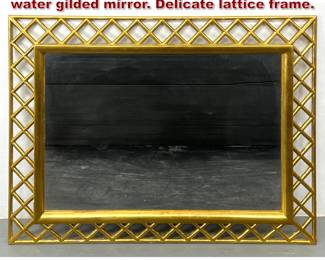 Lot 737 Italian Modernist hand crafted, water gilded mirror. Delicate lattice frame. 