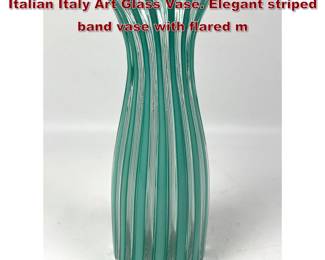 Lot 767 Early Venini Attributed Murano Italian Italy Art Glass Vase. Elegant striped band vase with flared m