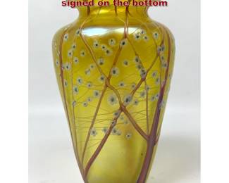 Lot 764 ORIENT and FLUME Art Glass Vase. signed on the bottom
