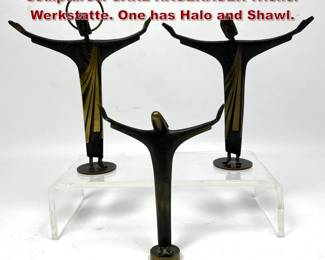 Lot 625 3pc Austrian Bronze Religious Sculptures. CARL HAGENAUER Wiener Werkstatte. One has Halo and Shawl. 