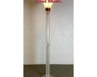 Lot 721 Lucite Acrylic Torch Floor Lamp. Glass Shade. 