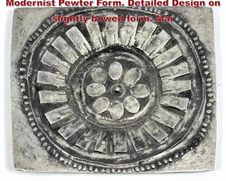 Lot 634 DON DRUMM Sculptural Dish Plaque. Modernist Pewter Form. Detailed Design on slightly bowed form. Mar
