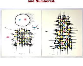 Lot 716 2pcs Signed M. LEE Prints. Signed and Numbered. 