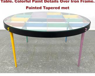 Lot 732 After Gio Ponti Occasional Coffee Table. Colorful Paint Details Over Iron Frame. Painted Tapered met