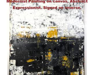 Lot 738 DENNIS SAKELSON Abstract Modernist Painting on canvas. Abstract Expressionist. Signed on reverse. 