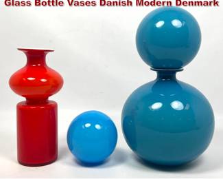 Lot 755 3pc Holmegaard Otto Brauer Cased Glass Bottle Vases Danish Modern Denmark