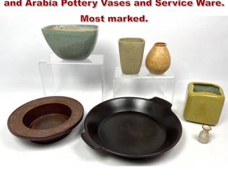 Lot 1037 6pc Mid Century Modern Glidden and Arabia Pottery Vases and Service Ware. Most marked. 