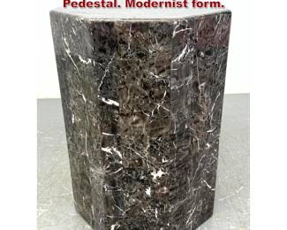 Lot 939 Octagonal Figured Marble Display Pedestal. Modernist form.