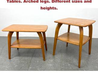 Lot 914 2pcs Heywood Wakefield side Tables. Arched legs. Different sizes and heights. 
