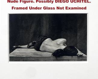 Lot 831 Small Photograph Print of Semi Nude Figure. Possibly DIEGO UCHITEL. Framed Under Glass Not Examined 