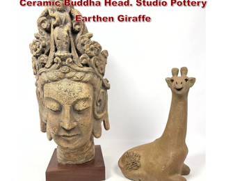 Lot 1064 Large Bitossi Style Austin Products Ceramic Buddha Head. Studio Pottery Earthen Giraffe