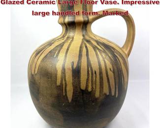 Lot 882 Large Danish Modern Knabstrup Glazed Ceramic Large Floor Vase. Impressive large handled form. Marked