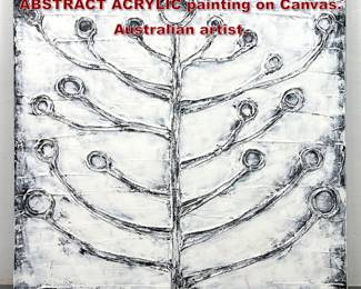 Lot 870 SARAH BROOKE 1987 White gray ABSTRACT ACRYLIC painting on Canvas. Australian artist.