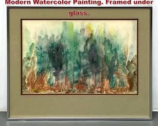 Lot 717 Signed and dated 69 abstract Modern Watercolor Painting. Framed under glass.