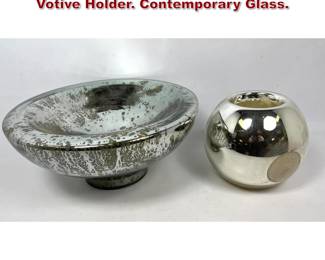 Lot 1060 2pc Mercury style Glass Bowls, Votive Holder. Contemporary Glass. 