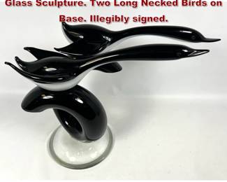 Lot 906 Signed RENATO ANATRA Studio Art Glass Sculpture. Two Long Necked Birds on Base. Illegibly signed. 