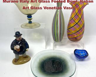 Lot 1065 6pc Modernist Glassware. Zecchin Murano Italy Art Glass Footed Bowl. Italian Art Glass Venetian Vase