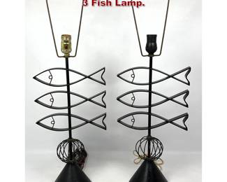 Lot 724 Pair Decorator Ferris Shacknove Iron 3 Fish Lamp.