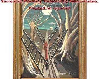 Lot 806 After Gertrude Abercrombie Stairs Surrealist Painting. Inspired by Abercrombie. Painted on masonit