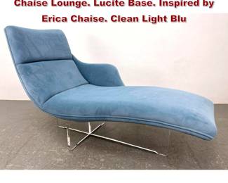 Lot 837 After Vladimir Kagan Modernist Chaise Lounge. Lucite Base. Inspired by Erica Chaise. Clean Light Blu