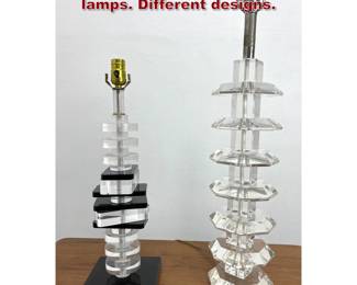 Lot 1063 2pc Stacked Lucite Modernist lamps. Different designs. 