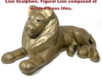 Lot 777 Bustamante style Brass Patchwork Lion Sculpture. Figural Lion composed of welded brass tiles. 