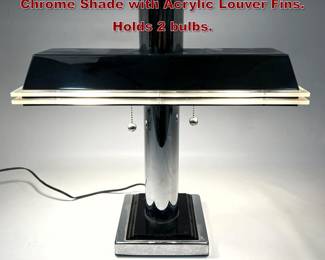 Lot 740 Chrome Column Desk Task Lamp. Chrome Shade with Acrylic Louver Fins. Holds 2 bulbs. 