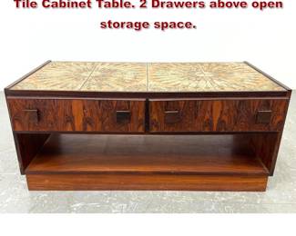 Lot 999 Danish Modern Bornholm Rosewood Tile Cabinet Table. 2 Drawers above open storage space. 