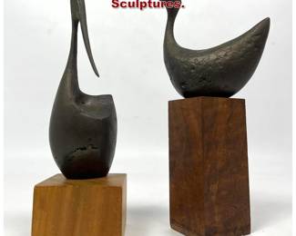 Lot 672 2pcs Douglas Purdy Pelican Bronze Sculptures. 