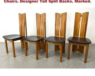 Lot 1015 Set 4 REGAIN Bois Massif Dining Chairs. Designer Tall Split Backs. Marked. 