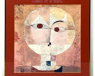 Lot 718 Paul Klee Print Framed Under Glass. Head of a Man. 