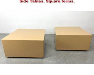 Lot 952 Pr Mid Century Modern Block Coffee Side Tables. Square forms. 