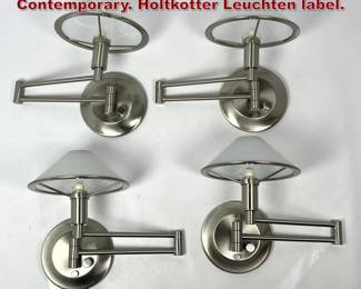 Lot 932 set 4 German Halogen Wall Sconces. Contemporary. Holtkotter Leuchten label. 
