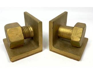 Lot 614 Heavy Steel Nut and bolt book ends