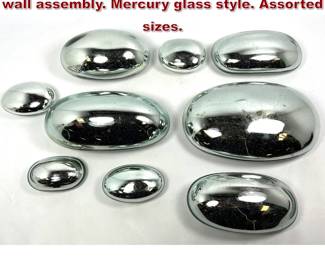 Lot 749 9 Oval Mirrored glass Galactic Dots wall assembly. Mercury glass style. Assorted sizes. 