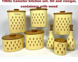 Lot 1026 Barbara Willis, California pottery 1960s Canister kitchen set. Oil and vinegar, containers with wood