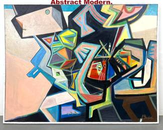 Lot 682 PETER BUSA Oil Painting on Canvas. Abstract Modern. 