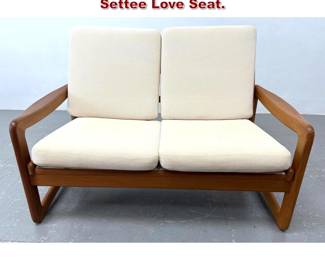 Lot 1002 Vintage Danish Modern Teak Frame Settee Love Seat. 