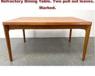 Lot 1003 Danish Modern VEJLE STOLE Refractory Dining Table. Two pull out leaves. Marked. 
