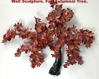 Lot 890 Patinated Copper Leaves Metal Tree Wall Sculpture. Fall Autumnal Tree. 