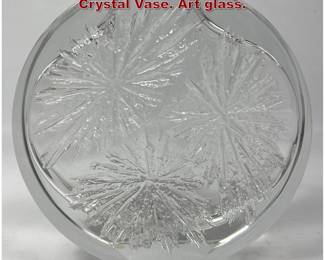 Lot 760 Signed Daum Nancy Etched Cast Crystal Vase. Art glass.