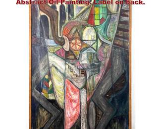 Lot 685 MOHAN SAMANT Modernist Abstract Oil Painting. Label on back.