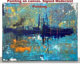 Lot 731 DENNIS SAKELSON Abstract Painting on canvas. Signed Modernist Painting. 