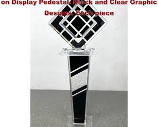 Lot 752 2pc MUNIZ Colored Lucite Sculpture on Display Pedestal. Black and Clear Graphic Designs. Each piece 