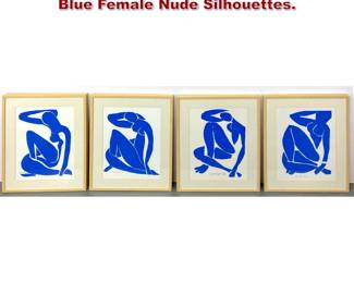 Lot 987 4pc After H. Matisse 52 lithograph. Blue Female Nude Silhouettes. 