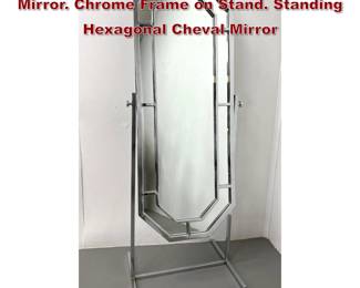 Lot 986 Milo Baughman Cheval Dressing Mirror. Chrome Frame on Stand. Standing Hexagonal Cheval Mirror
